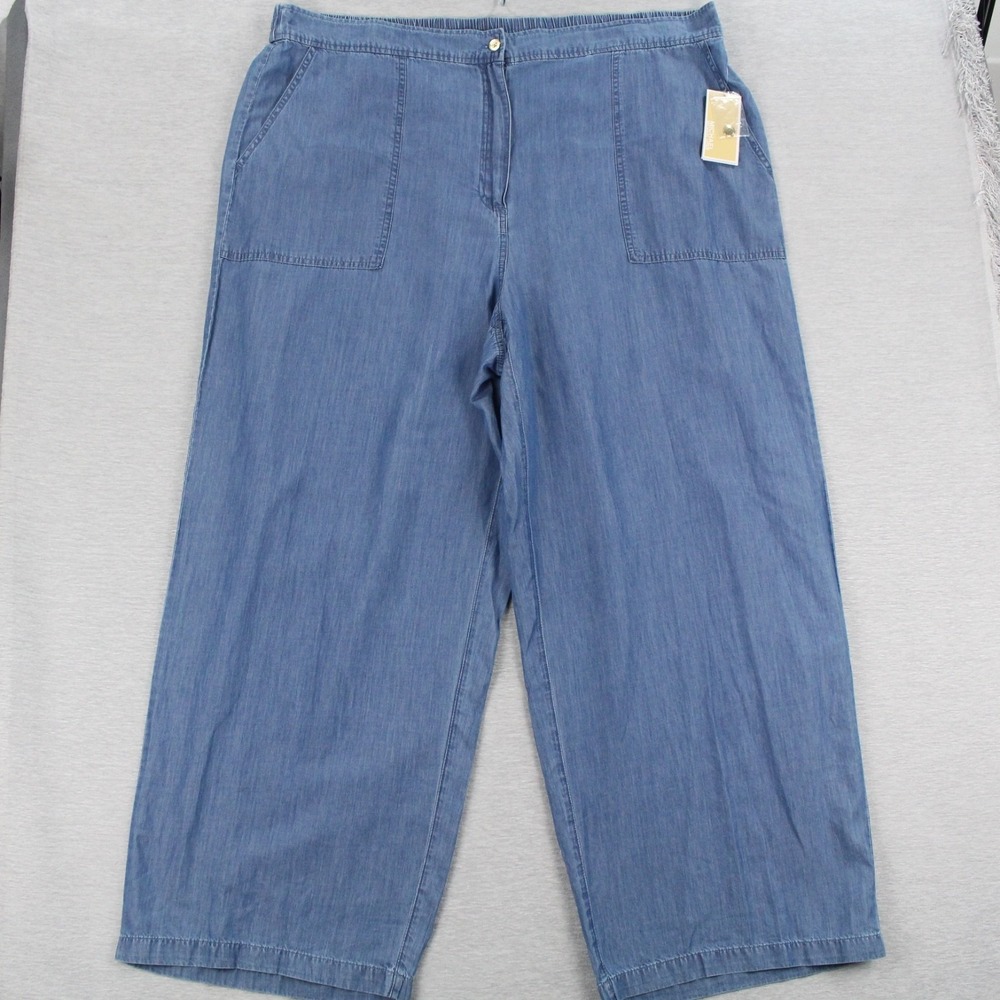 Michael Kors Mid-Blue Wide-Leg Crop Pants